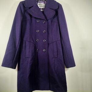 GUESS Purple Double-Breasted Pea Coat